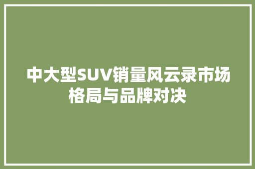 中大型SUV销量风云录市场格局与品牌对决