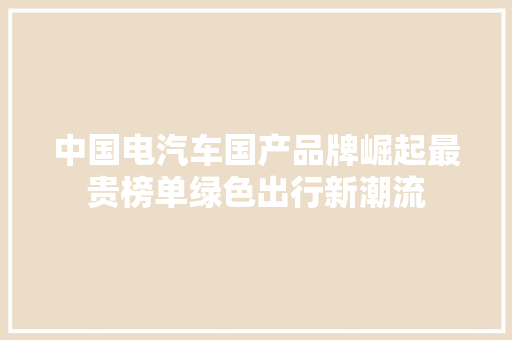 中国电汽车国产品牌崛起最贵榜单绿色出行新潮流