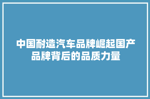 中国耐造汽车品牌崛起国产品牌背后的品质力量