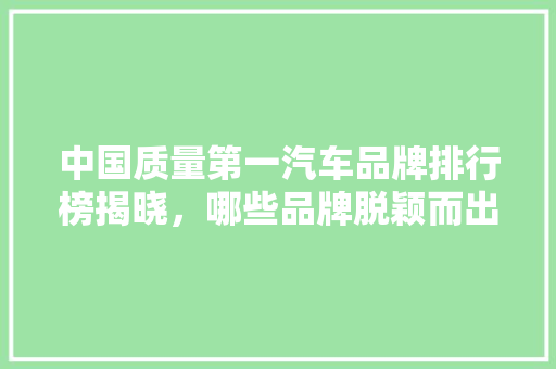 中国质量第一汽车品牌排行榜揭晓，哪些品牌脱颖而出