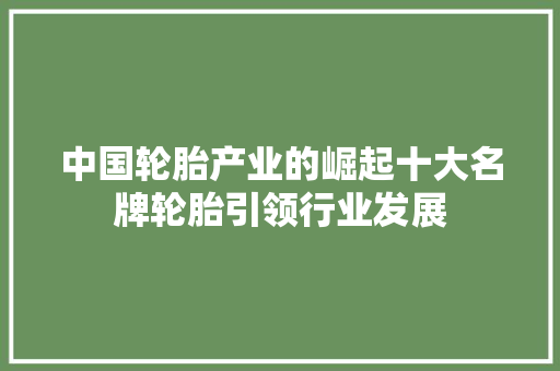 中国轮胎产业的崛起十大名牌轮胎引领行业发展