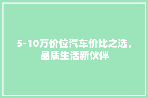 5-10万价位汽车价比之选，品质生活新伙伴