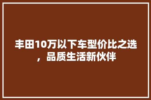 丰田10万以下车型价比之选，品质生活新伙伴