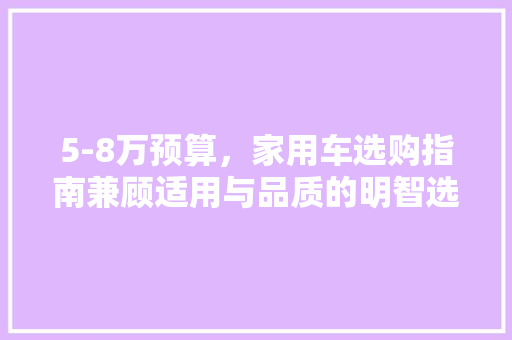 5-8万预算，家用车选购指南兼顾适用与品质的明智选择