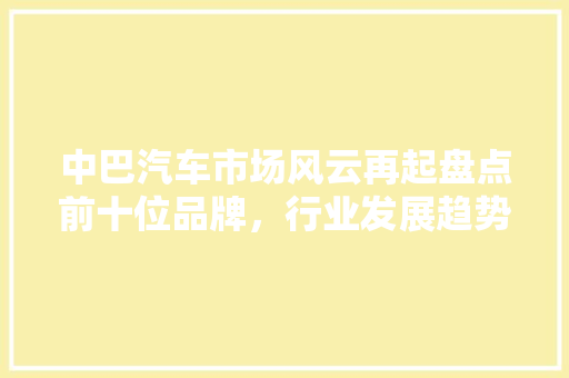 中巴汽车市场风云再起盘点前十位品牌，行业发展趋势
