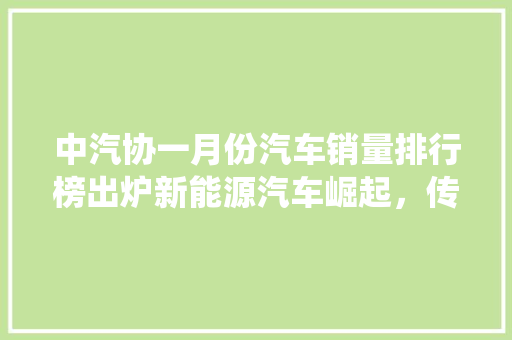 中汽协一月份汽车销量排行榜出炉新能源汽车崛起，传统燃油车面临挑战