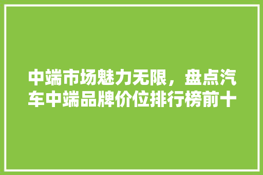 中端市场魅力无限，盘点汽车中端品牌价位排行榜前十名