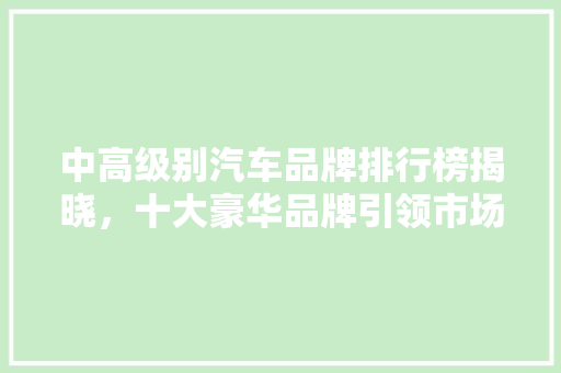 中高级别汽车品牌排行榜揭晓，十大豪华品牌引领市场新风向