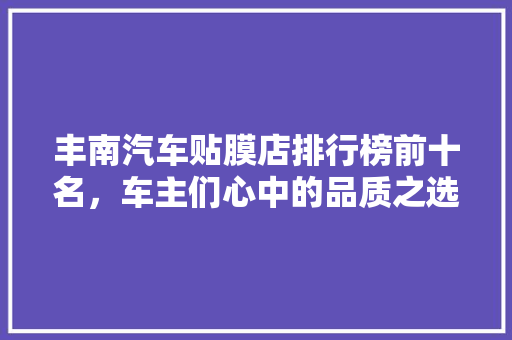 丰南汽车贴膜店排行榜前十名，车主们心中的品质之选！