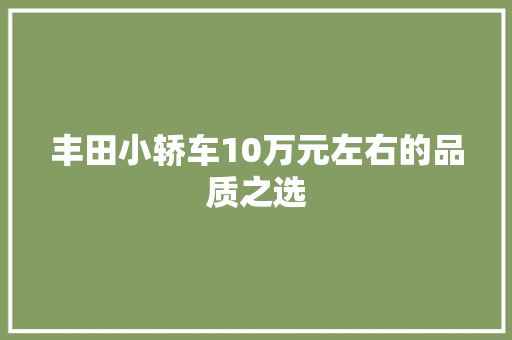 丰田小轿车10万元左右的品质之选