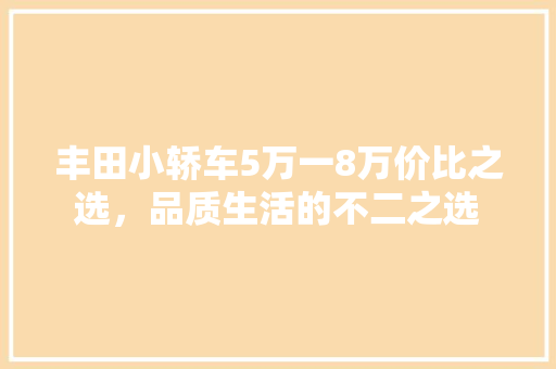 丰田小轿车5万一8万价比之选，品质生活的不二之选