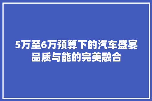 5万至6万预算下的汽车盛宴品质与能的完美融合