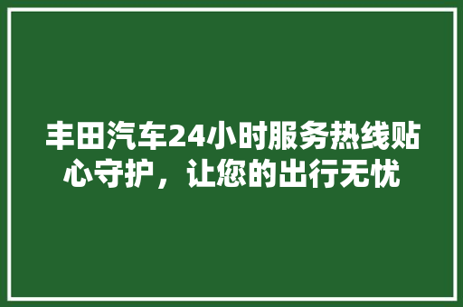 丰田汽车24小时服务热线贴心守护，让您的出行无忧