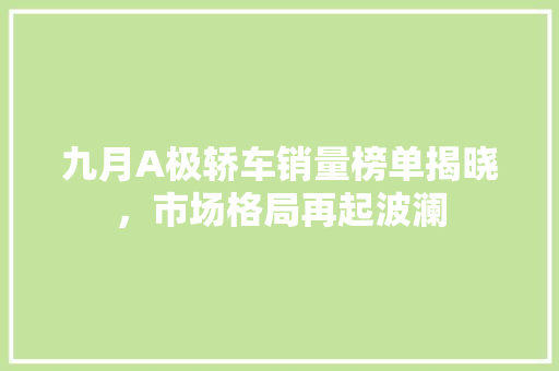 九月A极轿车销量榜单揭晓，市场格局再起波澜