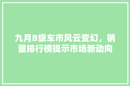 九月B级车市风云变幻，销量排行榜提示市场新动向