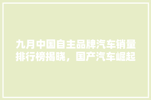 九月中国自主品牌汽车销量排行榜揭晓，国产汽车崛起之路势不可挡