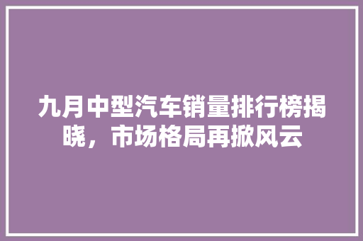 九月中型汽车销量排行榜揭晓，市场格局再掀风云