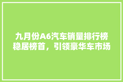 九月份A6汽车销量排行榜稳居榜首，引领豪华车市场新风向
