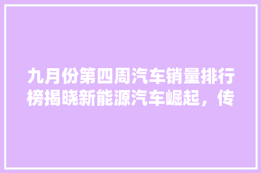九月份第四周汽车销量排行榜揭晓新能源汽车崛起，传统车企面临挑战
