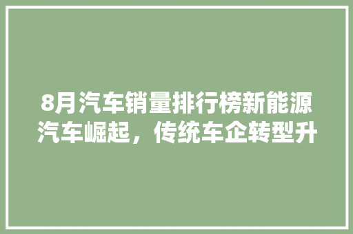 8月汽车销量排行榜新能源汽车崛起，传统车企转型升级