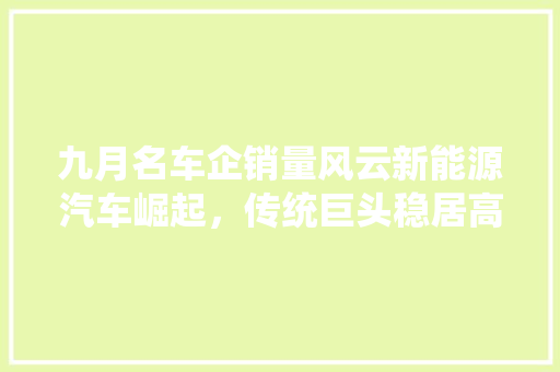 九月名车企销量风云新能源汽车崛起，传统巨头稳居高位