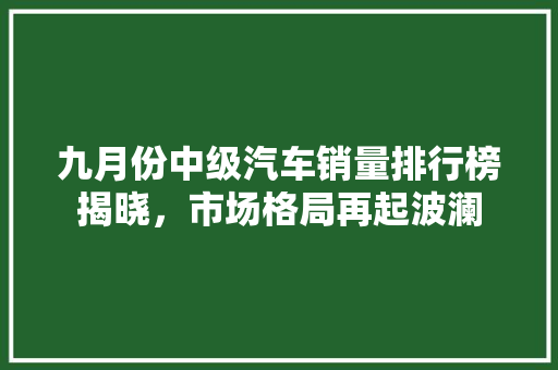 九月份中级汽车销量排行榜揭晓，市场格局再起波澜