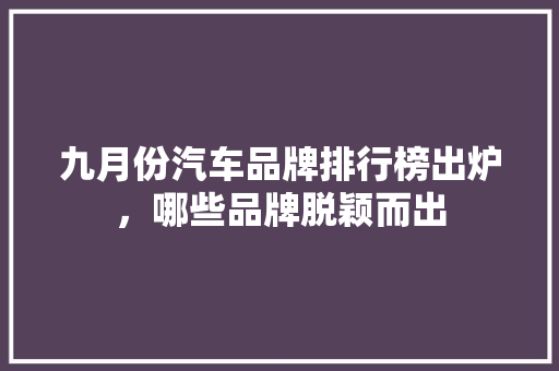 九月份汽车品牌排行榜出炉，哪些品牌脱颖而出