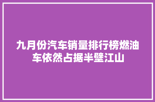 九月份汽车销量排行榜燃油车依然占据半壁江山