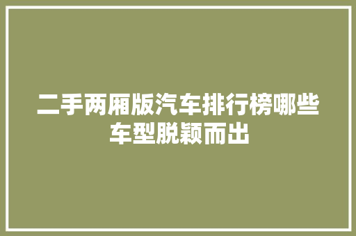 二手两厢版汽车排行榜哪些车型脱颖而出