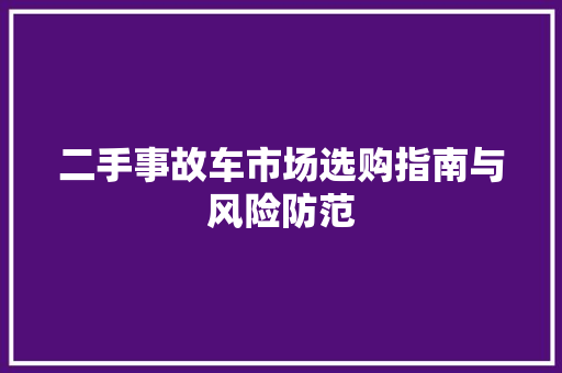 二手事故车市场选购指南与风险防范