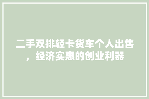 二手双排轻卡货车个人出售，经济实惠的创业利器