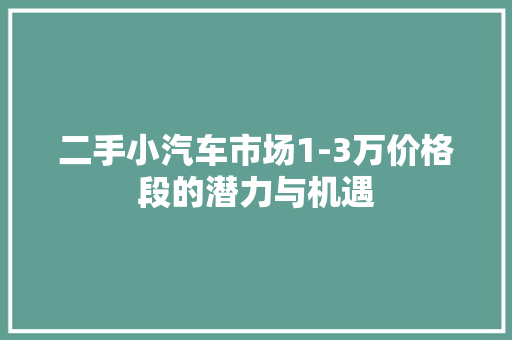 二手小汽车市场1-3万价格段的潜力与机遇