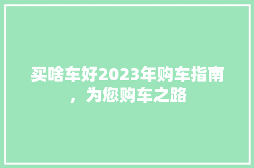 买啥车好2023年购车指南，为您购车之路