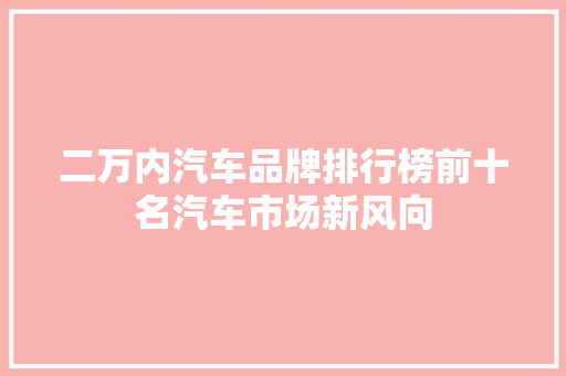 二万内汽车品牌排行榜前十名汽车市场新风向