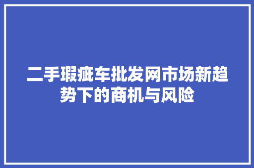 二手瑕疵车批发网市场新趋势下的商机与风险