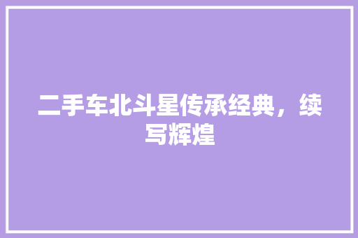 二手车北斗星传承经典，续写辉煌