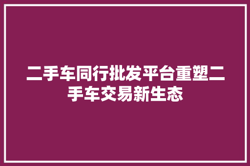 二手车同行批发平台重塑二手车交易新生态