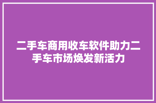 二手车商用收车软件助力二手车市场焕发新活力