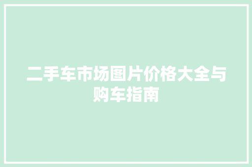 二手车市场图片价格大全与购车指南