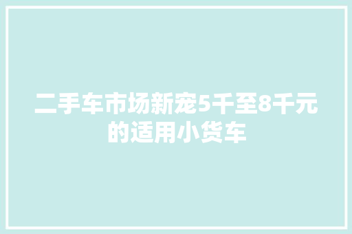 二手车市场新宠5千至8千元的适用小货车