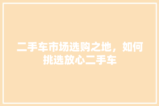 二手车市场选购之地，如何挑选放心二手车