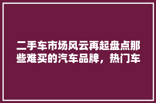 二手车市场风云再起盘点那些难买的汽车品牌，热门车型背后的“稀缺之谜”