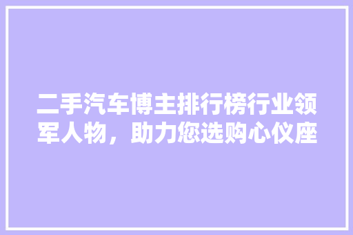 二手汽车博主排行榜行业领军人物，助力您选购心仪座驾