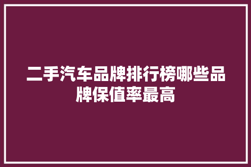 二手汽车品牌排行榜哪些品牌保值率最高