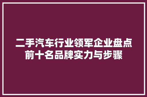 二手汽车行业领军企业盘点前十名品牌实力与步骤
