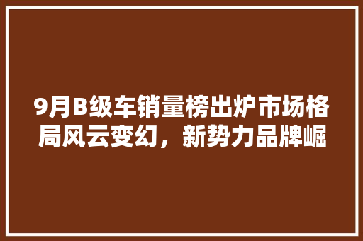 9月B级车销量榜出炉市场格局风云变幻，新势力品牌崛起