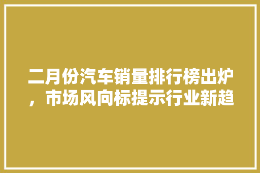 二月份汽车销量排行榜出炉，市场风向标提示行业新趋势