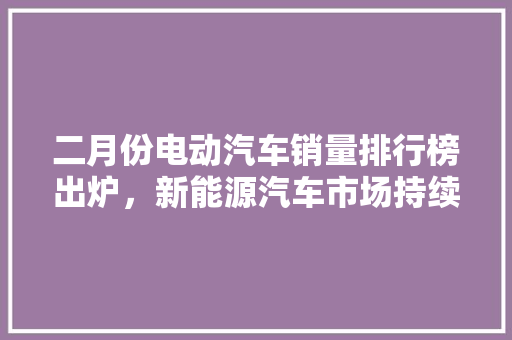 二月份电动汽车销量排行榜出炉，新能源汽车市场持续火热