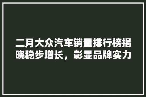 二月大众汽车销量排行榜揭晓稳步增长，彰显品牌实力
