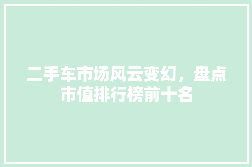 二手车市场风云变幻，盘点市值排行榜前十名